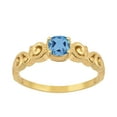 thumbnail image 1 of 925 Sterling Silver Gold Vermeil Swiss Blue Topaz Cushion 6mm Women's Solstic Mother's Day Gift Ring, 0.75 Ct, 1 of 4