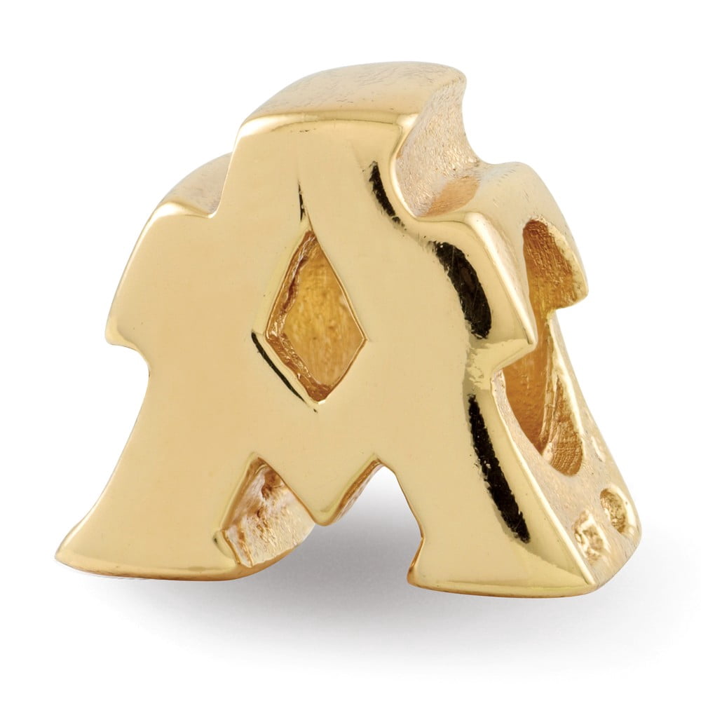 925 Sterling Silver Gold-plated Reflections Letter A Bead; for Adults and Teens; for Women and Men