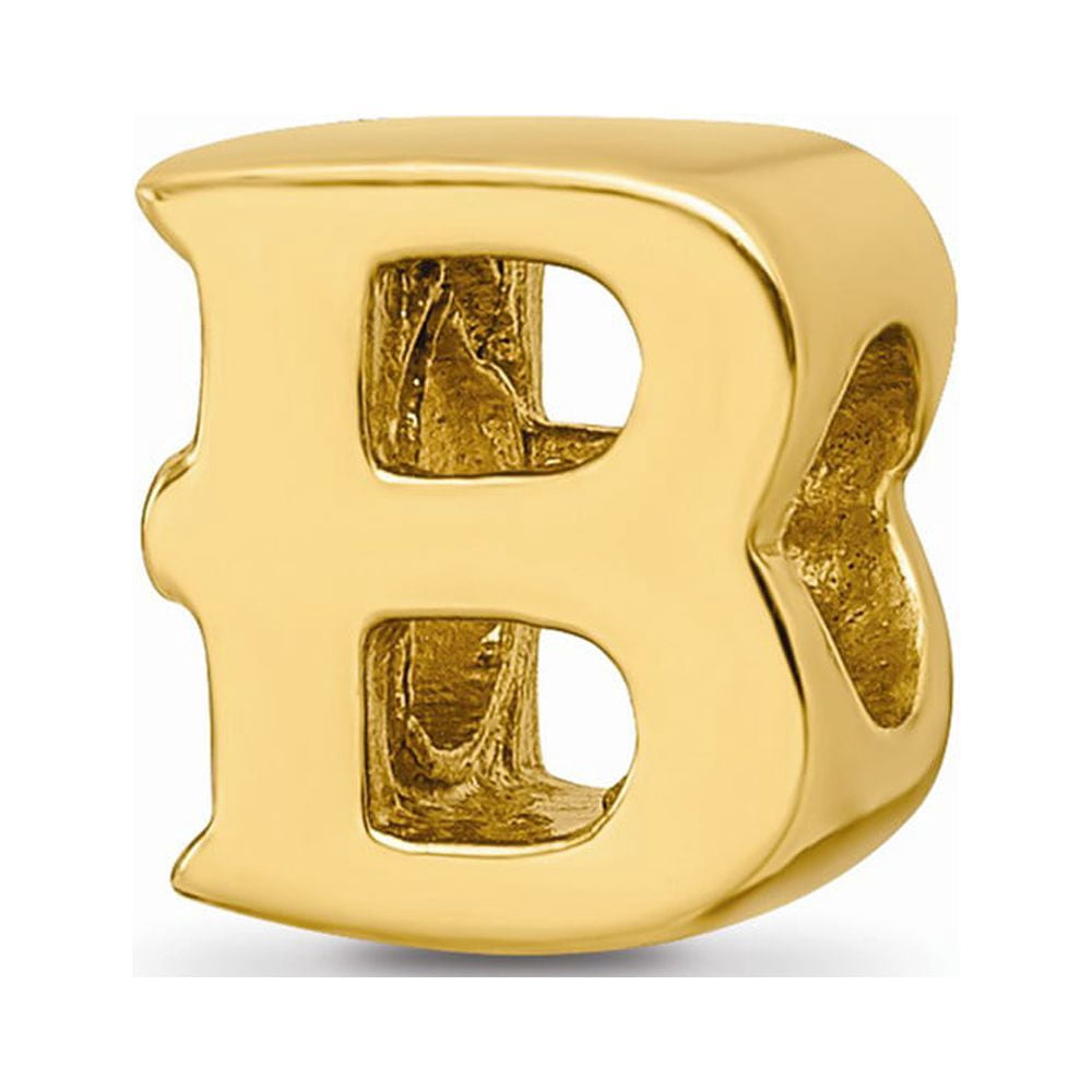 925 Sterling Silver Gold-plated Reflections Letter B Bead; for Adults and Teens; for Women and Men