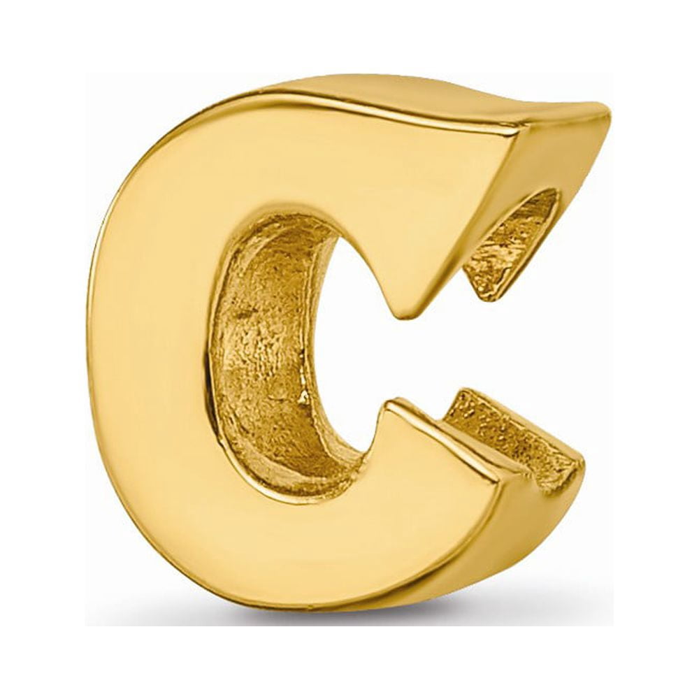 925 Sterling Silver Gold-plated Reflections Letter C Bead; for Adults and Teens; for Women and Men