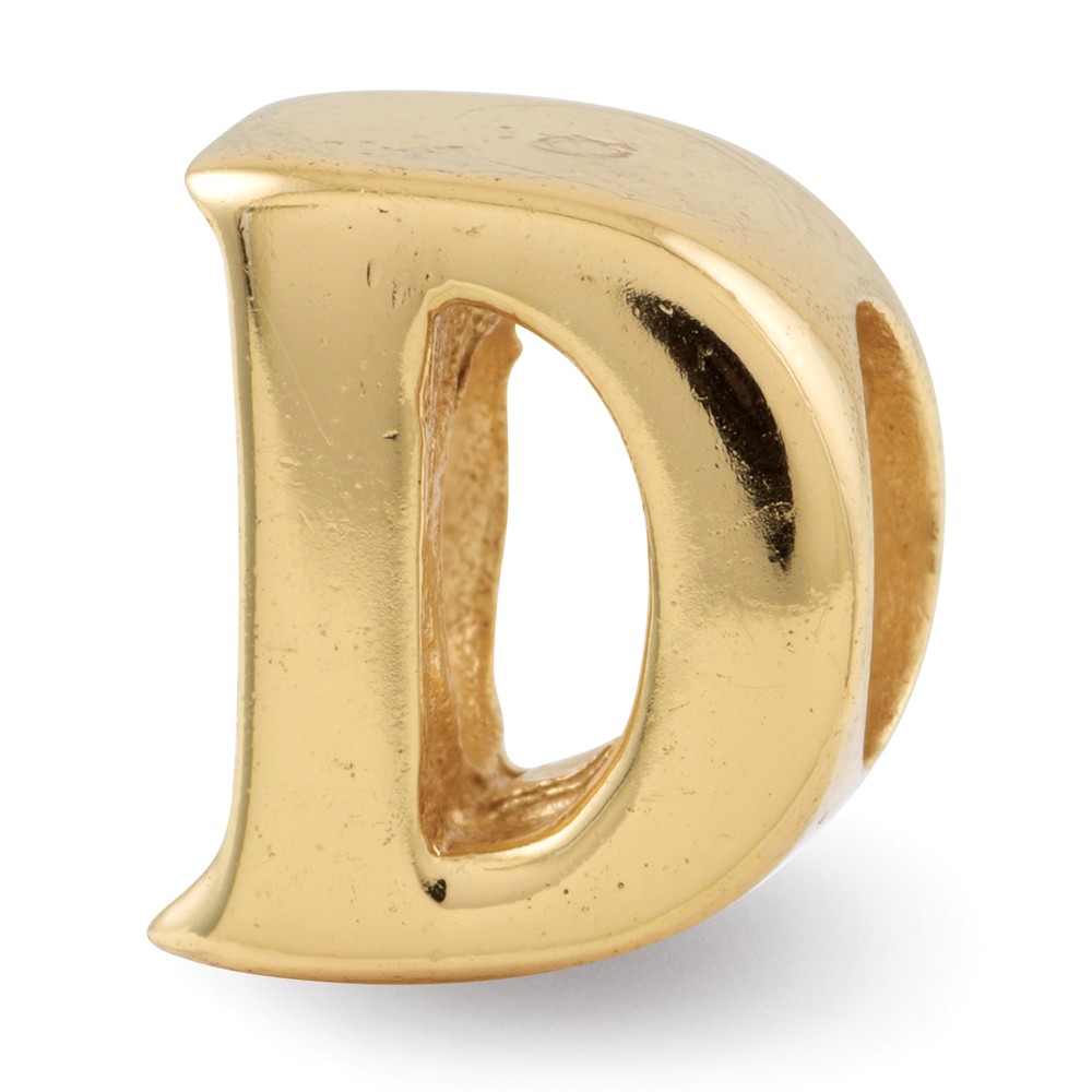 925 Sterling Silver Gold-plated Reflections Letter D Bead; for Adults and Teens; for Women and Men