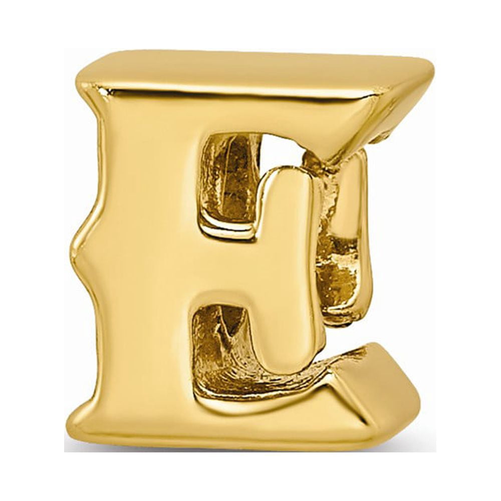 925 Sterling Silver Gold-plated Reflections Letter E Bead; for Adults and Teens; for Women and Men