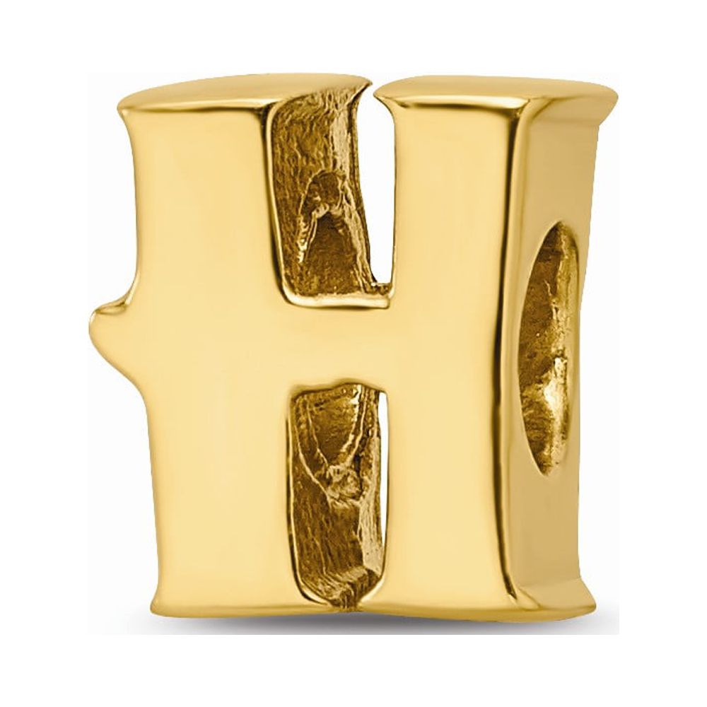 925 Sterling Silver Gold-plated Reflections Letter H Bead; for Adults and Teens; for Women and Men