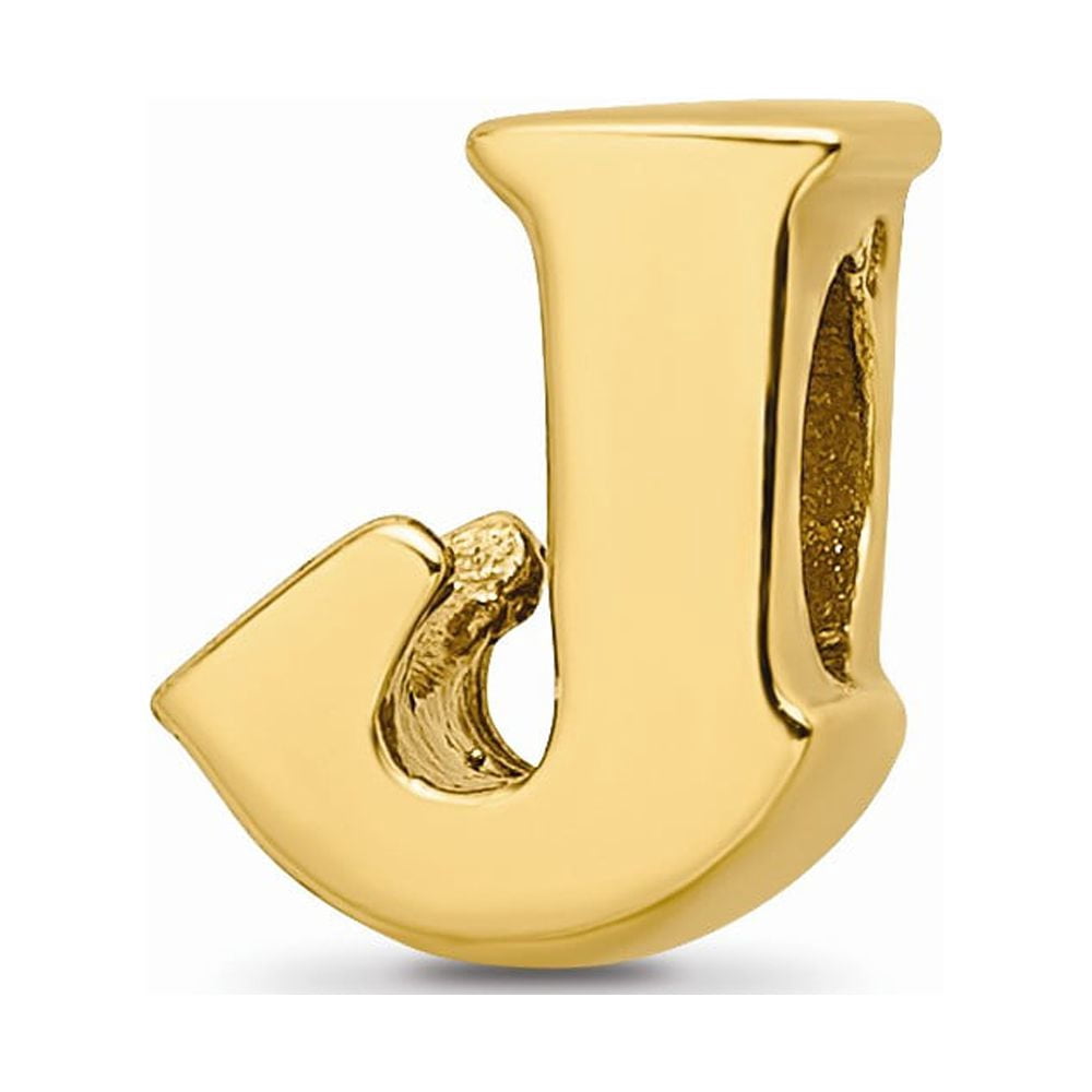 925 Sterling Silver Gold-plated Reflections Letter J Bead; for Adults and Teens; for Women and Men