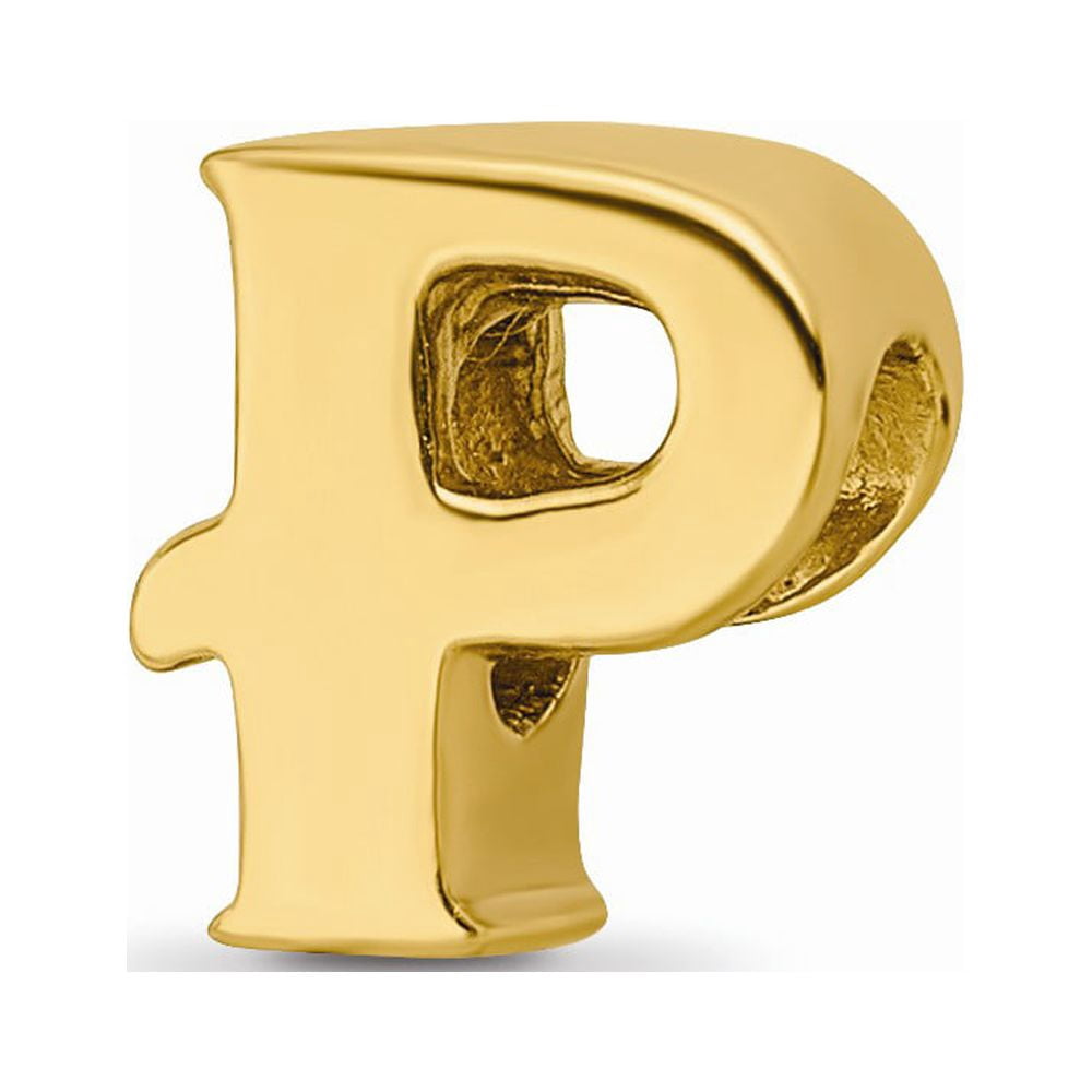 925 Sterling Silver Gold-plated Reflections Letter P Bead; for Adults and Teens; for Women and Men
