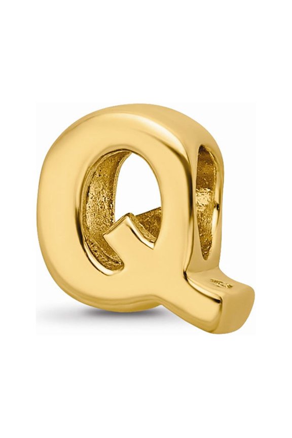 925 Sterling Silver Gold-plated Reflections Letter Q Bead; for Adults and Teens; for Women and Men