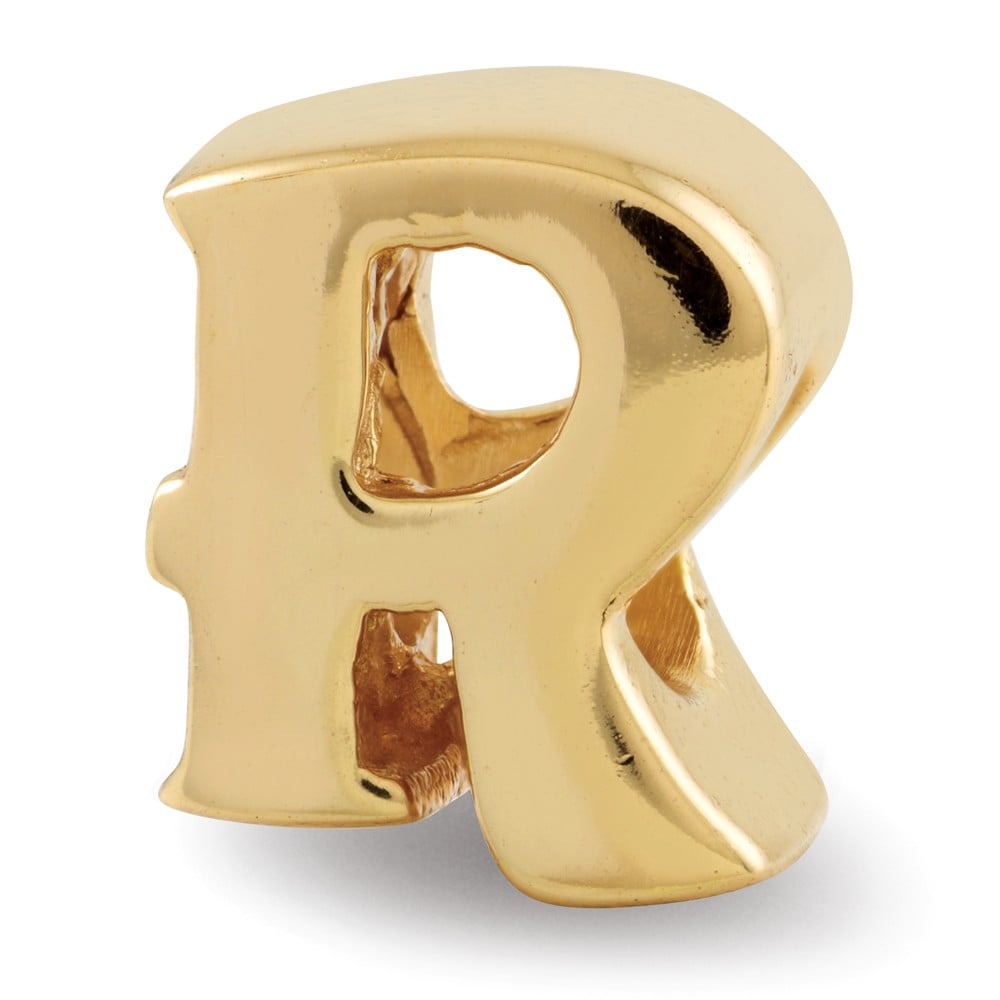 925 Sterling Silver Gold-plated Reflections Letter R Bead; for Adults and Teens; for Women and Men