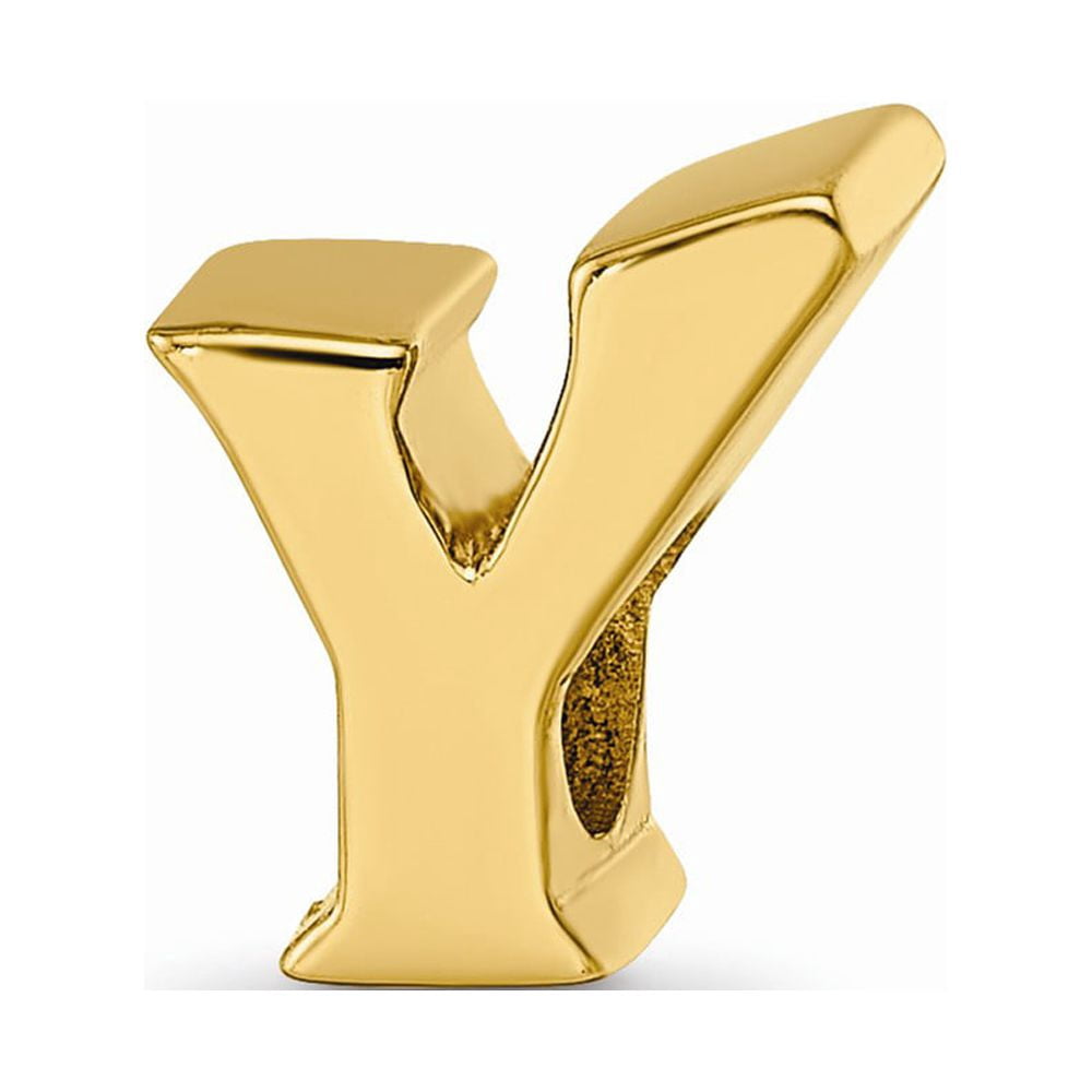 925 Sterling Silver Gold-plated Reflections Letter Y Bead; for Adults and Teens; for Women and Men