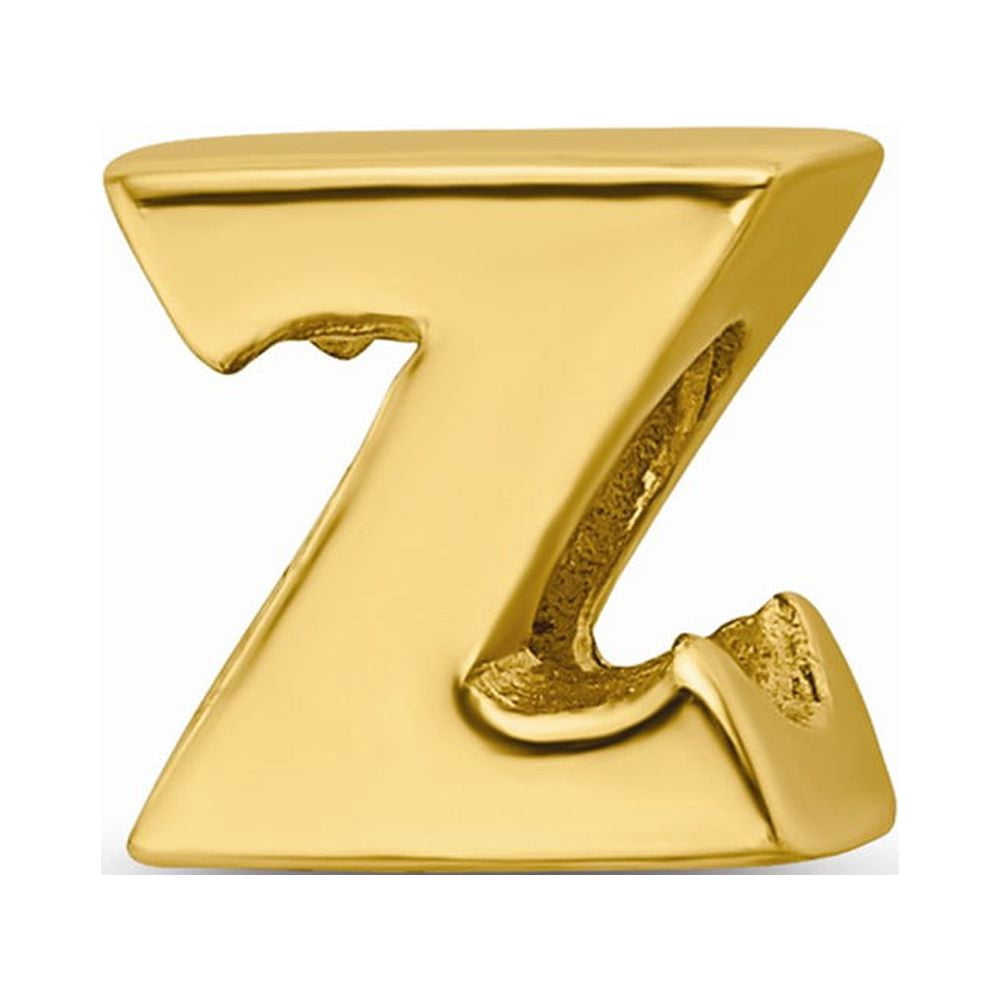 925 Sterling Silver Gold-plated Reflections Letter Z Bead; for Adults and Teens; for Women and Men