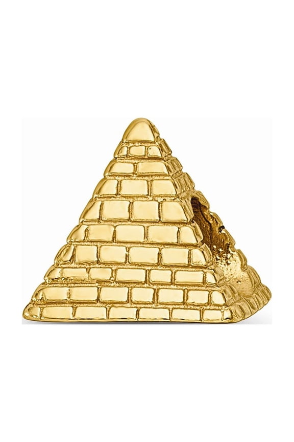 925 Sterling Silver Gold-plated Reflections Pyramid Bead; for Adults and Teens; for Women and Men