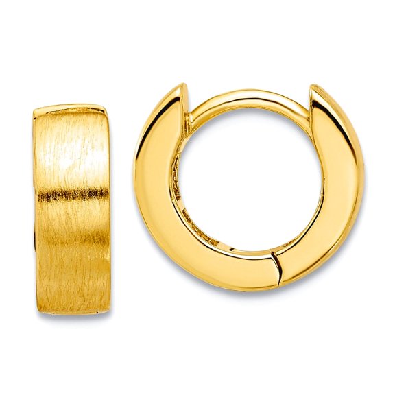 925 Sterling Silver Gold-tone Brushed 4x13mm Hinged Hoop Earrings 12x13mm Wide 4.2mm Thick Hoop Earring for Women