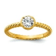 thumbnail image 1 of 925 Sterling Silver Gold-tone Cubic Zirconia Twisted Ring Size 6 2.15mm Wide Ring for Women, 1 of 2