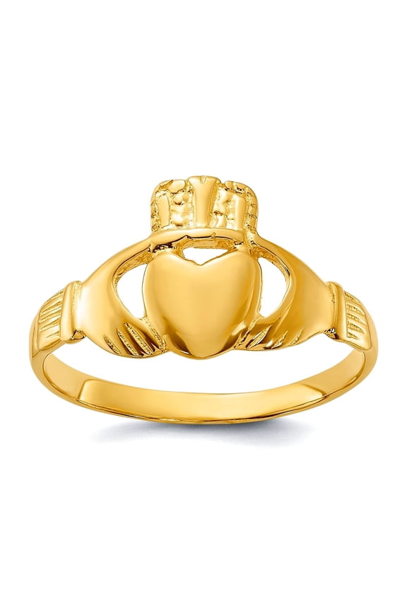 925 Sterling Silver Gold-tone Polished Irish Claddagh Celtic Trinity Knot Ring Size 8 1.6mm Wide Ring for Women
