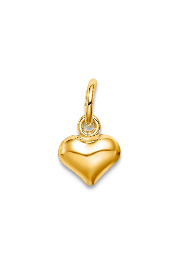 925 Sterling Silver Gold-tone Polished Puff Love Heart Charm 11mm long Pendant Necklace for Women