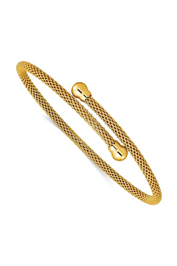925 Sterling Silver Gold-tone Textured Flexible Bangle Bracelet Cuff Bracelet for Women - 5.0 Grams