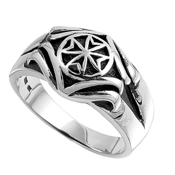 925 Sterling Silver Gothic Cross Ring Size 10