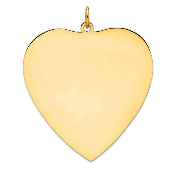 925 Sterling Silver Gp Engraveable Love Heart Polished Disc Charm 40.5x34.2mm Wide 0.7mm Thick Pendant Necklace for Wome
