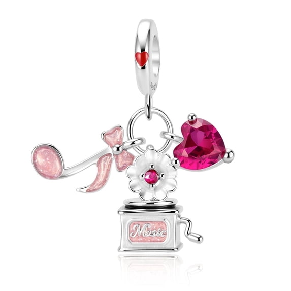 925 Sterling Silver Gramophone Dangle Charm For Bracelets & Bangle Pendant Jewelry