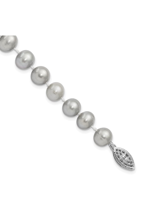925 Sterling Silver Gray Freshwater Cultured Pearl Bracelet Fine Jewelry For Women Gifts For Her (7-8mm), 7.25"