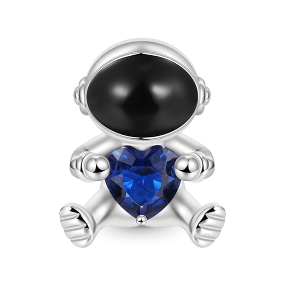 925 Sterling Silver Great Astronaut Embraces Heart Gemstone Charm for Bracelet Charms Bangle Pendant Jewelry