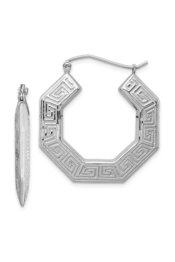 925 Sterling Silver Greek Key Hoop Earrings Fine Jewelry For Women Gifts For Her