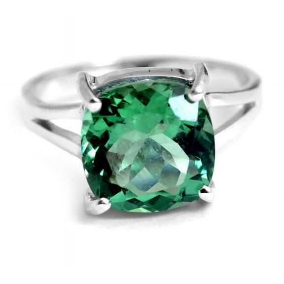 925 Sterling Silver Green Emerald Gemstone Engagement Gift Ring