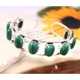 thumbnail image 1 of 925 Sterling Silver Green Malachite Gemstone Handmade Jewelry Cuff Bracelet ADJ, 1 of 3