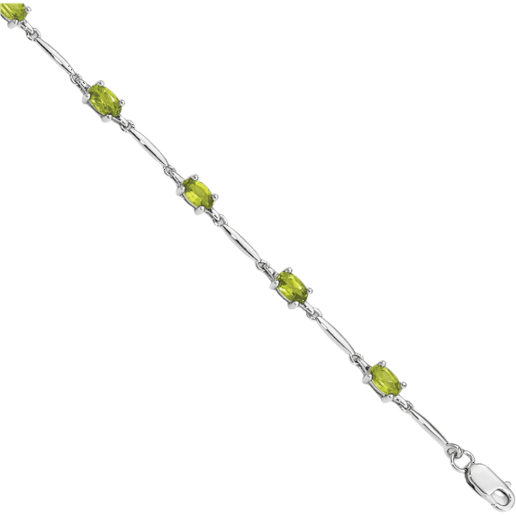 925 Sterling Silver Green Peridot Chain Gemstone Tennis Bracelet