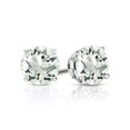 thumbnail image 1 of 925 Sterling Silver Green Prasiolite Gemstone Stud Earrings For Women 2.50 Ct Round 7MM, 1 of 7