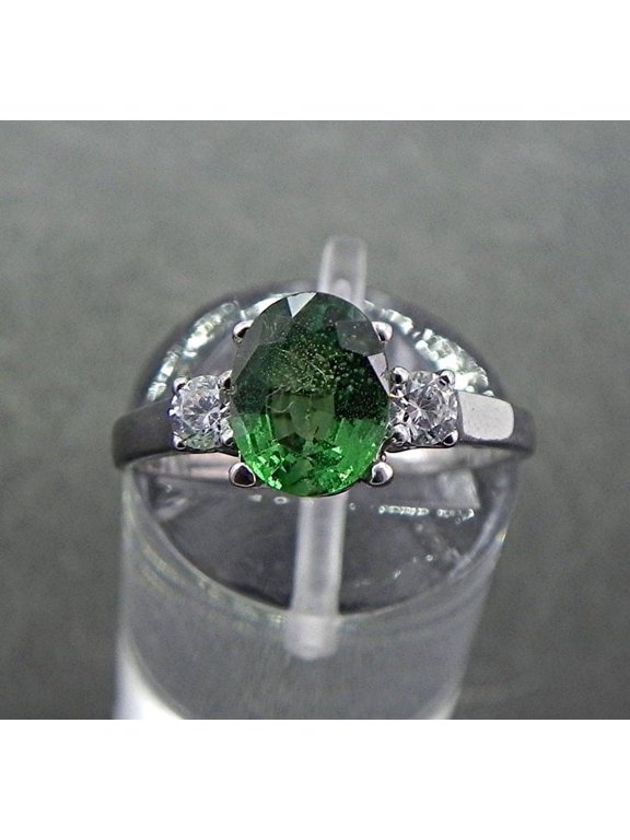 925 Sterling Silver Green Tsavorite Garnet Ring Woman Engagement Ring Birthstone Gift Ring