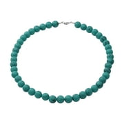 SHOP LC 925 Sterling Silver Green Turquoise Beaded Necklace for Women Size 18" Ct. 250 Birthday Christmas Gifts for Women