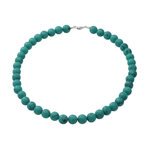 925 Sterling Silver Green Turquoise Beaded Necklace for Women Size 18" Ct. 250 Birthday Christmas Gifts for Women