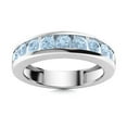thumbnail image 1 of 925 Sterling Silver Half Eternity 4MM Round Aquamarine Women Wedding Ring, 1 of 3