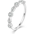 thumbnail image 1 of 925 Sterling Silver Half Eternity CZ Rings, Round & Milgrain Cubic Zirconia Wedding Bands Thin Stackable Birthstone Bands Ring Jewelry Gift for Women Wife Girlfriend, Size 5-10, 1 of 6