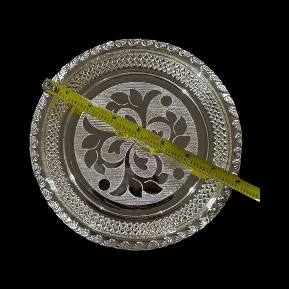 925 Sterling Silver Hallmarked Designer BIG Puja Plate - Style#03 Plate Diameter: 8.0" Plate