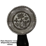 925 Sterling Silver Hallmarked Designer SMALL Puja Plate - Style#04 Plate Diameter Design Varies by Size 6.5" Plate Dia=6.5 inch