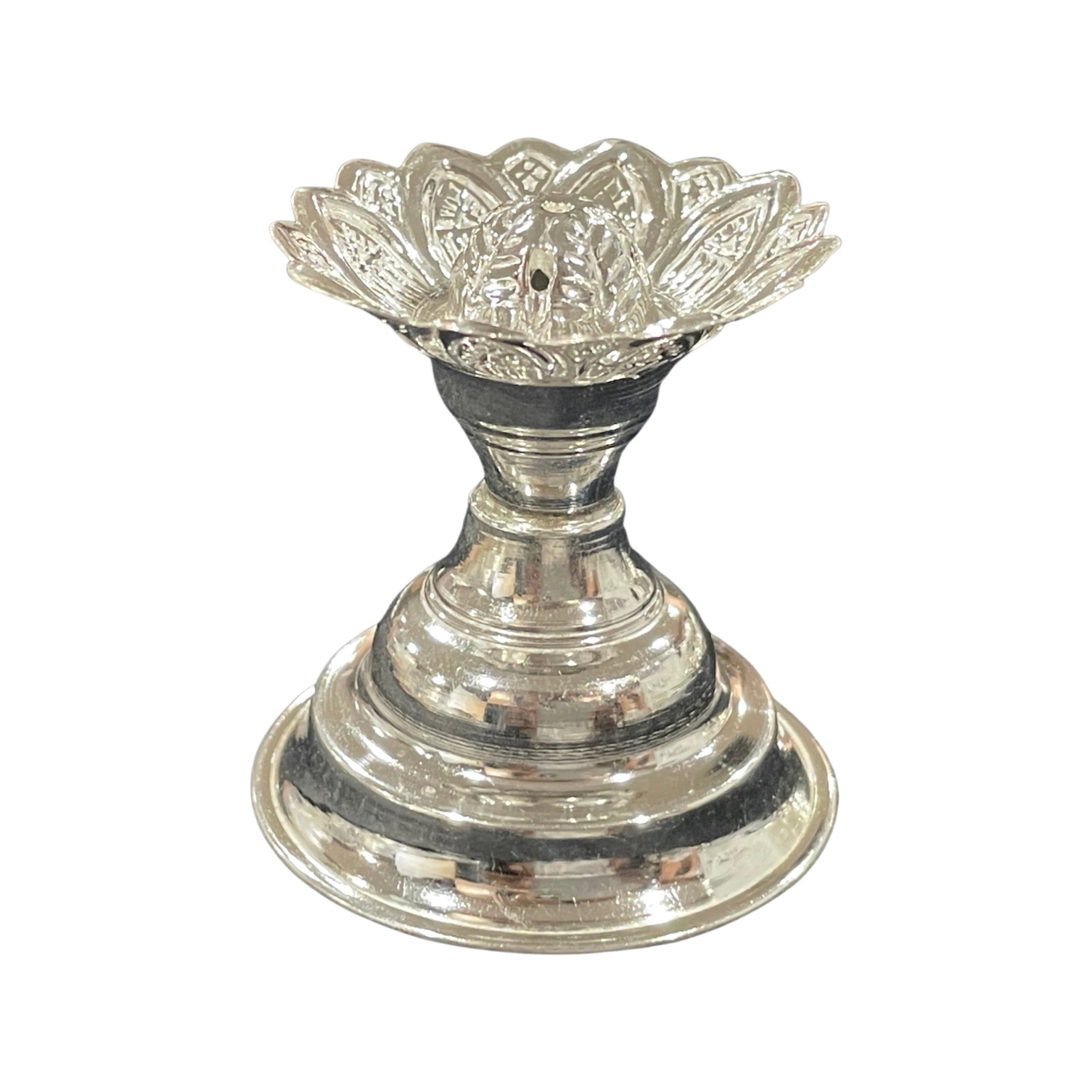 925 Sterling Silver Hallmarked Incense Stick Holder / Agarbatti Stand - Style#01 Incense Stick Holder (Ht /Wt): Holder Small (Ht =1.5 inch, Wt =12 grams / Pc)