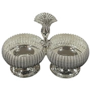 925 Sterling Silver Hallmarked Two Pot Kumkum / Puja bowl Set -30 ml / 40 ml   Style #01 Bowl Set Weight 1.25" Bowl Set 50grams
