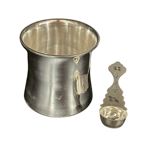 925 Sterling Silver Hallmarked Puja PanchPatra / Channa Mitra Set - Set#02