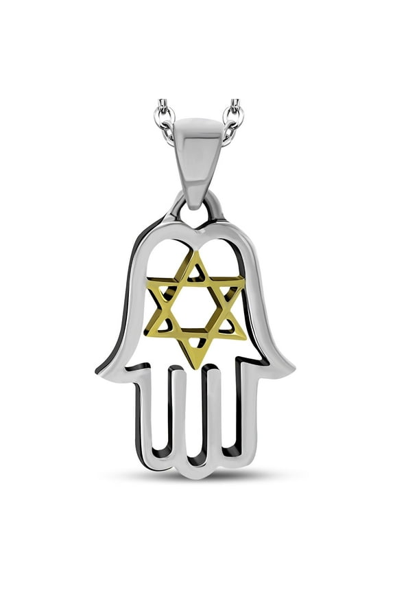 925 Sterling Silver Hamsa Jewish Judaica Star of David Pendant Necklace