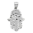thumbnail image 1 of 925 Sterling Silver Hamsa Pendant for Necklace, Hand of Fatima Charm, Good Luck Gifts for Her, 1 of 4