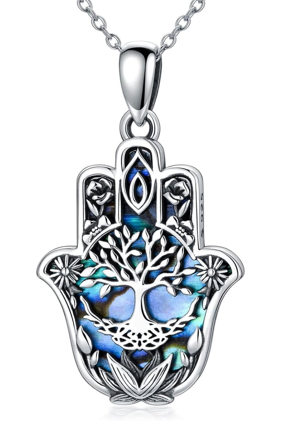 925 Sterling Silver Hand of Fatima Necklace Hamsa Jewelry Gifts for Women Men for Birthday Christmas