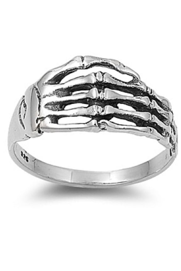 925 Sterling Silver Hand of the Dead Skull Hardcore Ring Size 7