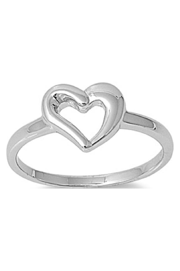 925 Sterling Silver Hand painted Pattern Heart Ring Size 6