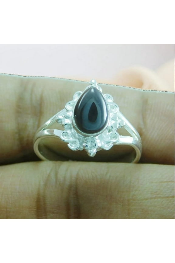 925 Sterling Silver Handmade Designer Ring Unique Natural Black Onyx Gemstone Jewelry