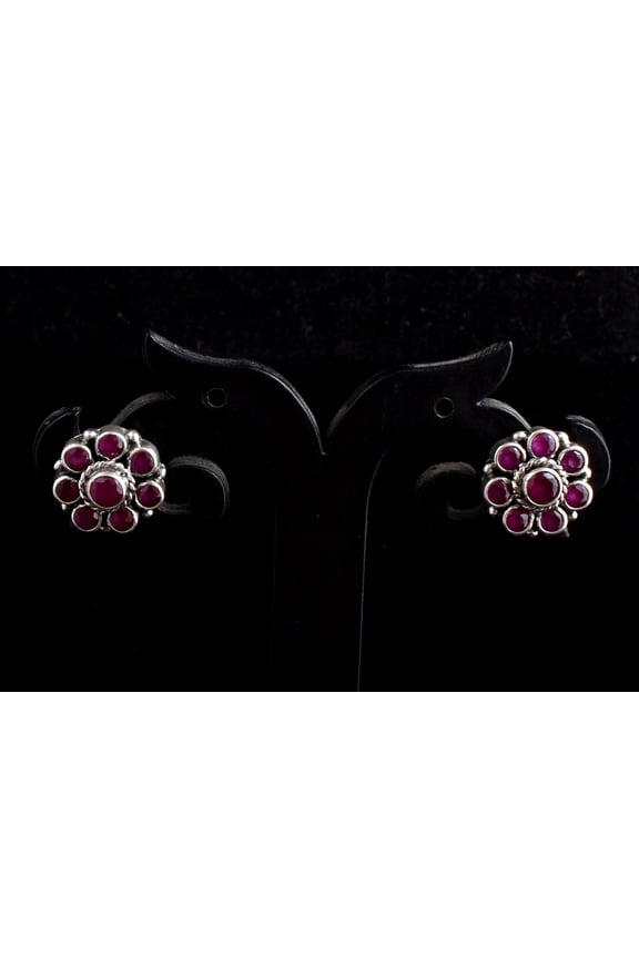 925 Sterling Silver Handmade Ruby Gemstone Women Dangle Earrings For Festival Gift