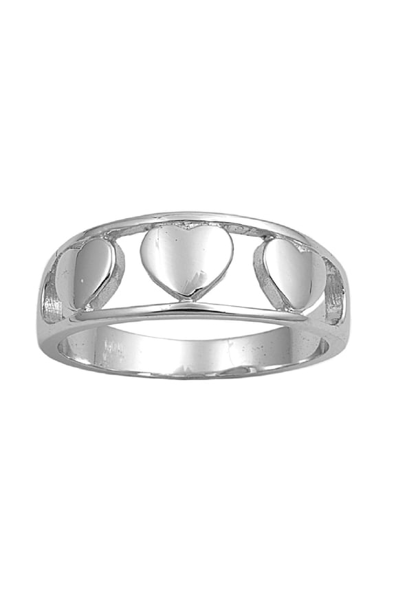 925 Sterling Silver Heart Band X Ring Size 9