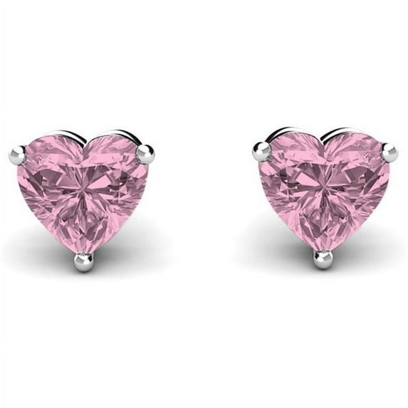A&M 925 Sterling Silver 6mm Heart Birthstone Stud Earrings, Push Back, Adult Unisex