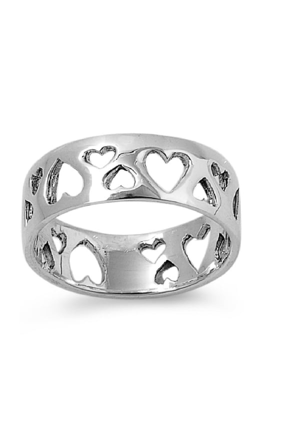 925 Sterling Silver Heart Bullet Holed Ring Size 5