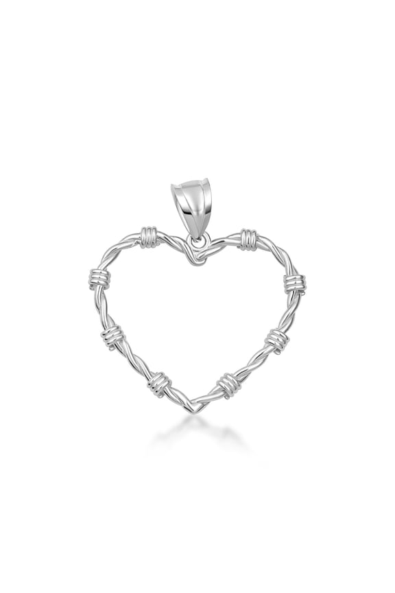 925 Sterling Silver Heart Crown of Thorns Jesus Christ Pendant Necklace X SMALL (PENDANT ONLY)